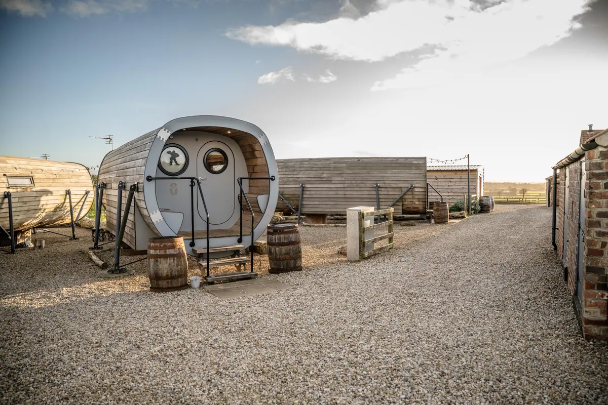 A timber pod with countryside views at Thief Hall