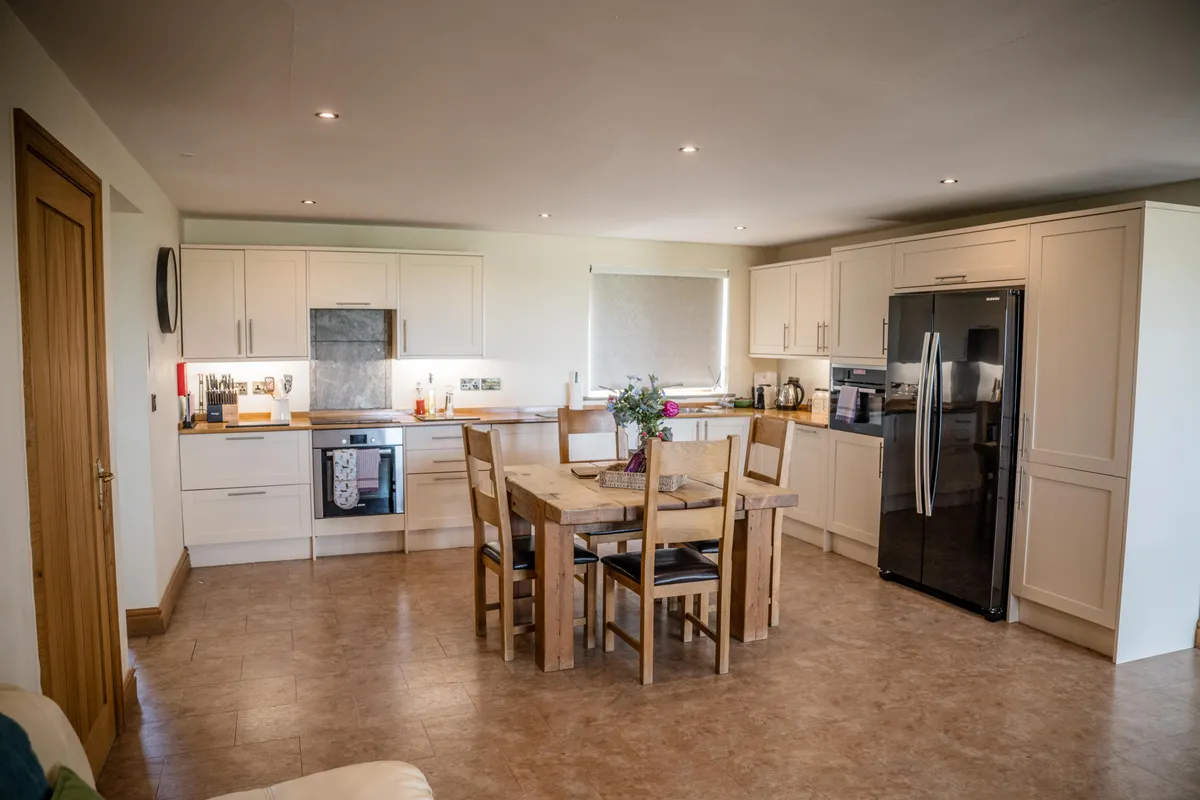 The kitchen and dining table in Millington House